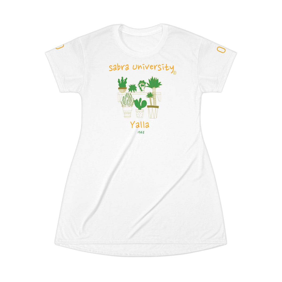 Cute Plant Lover T-Shirt Dress - Sabra University Yalla 1968