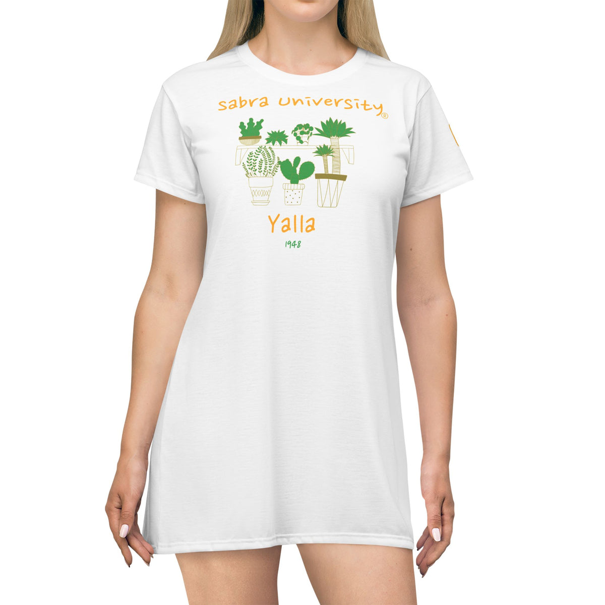 Cute Plant Lover T-Shirt Dress - Sabra University Yalla 1968