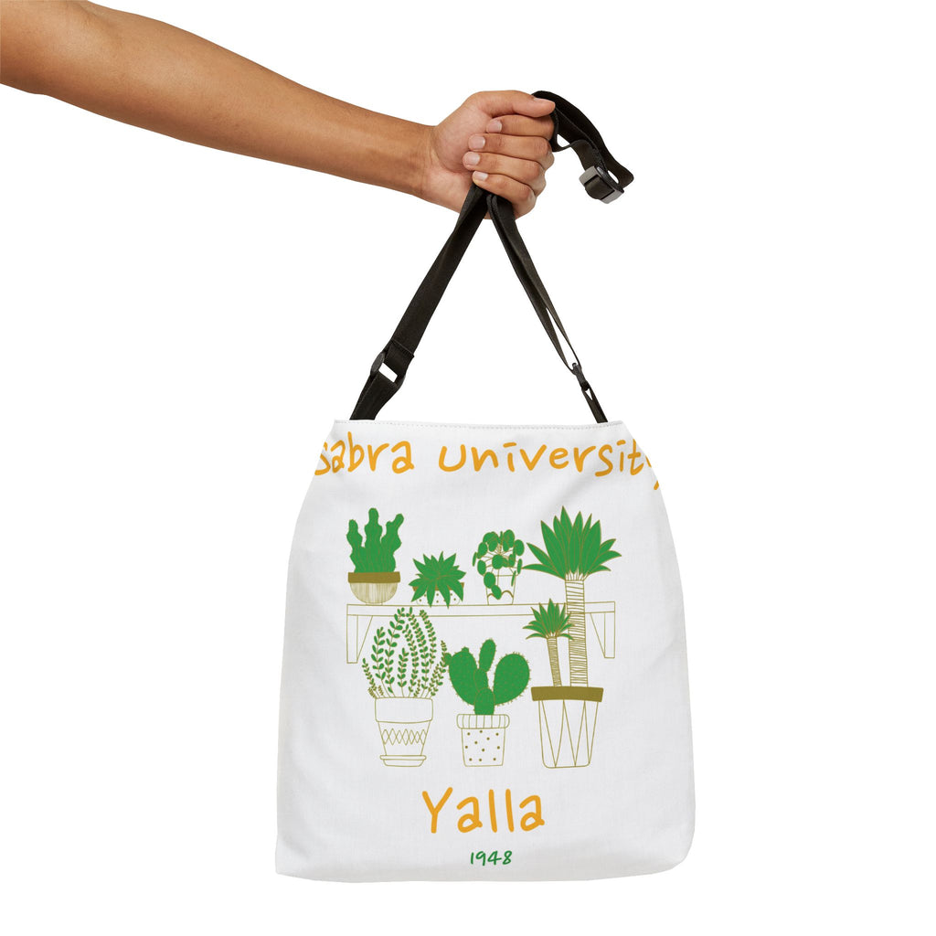 Sabra University Cactus Tote Bag — 'Yalla' Adjustable Plant Lover Shoulder Bag